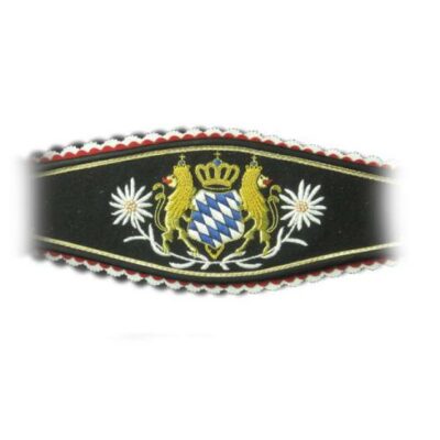 Bayernwappen-Hosenträger mit Edelweiss, mit Handstickerei