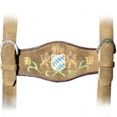 Individueller Hosenträger mit Bayernwappen, Löwen und Initialien