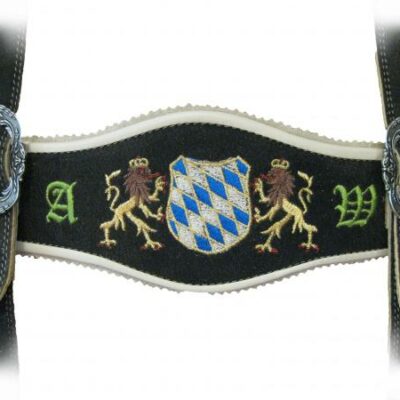 Individueller Hosenträger mit Bayernwappen, Löwen und Initialien