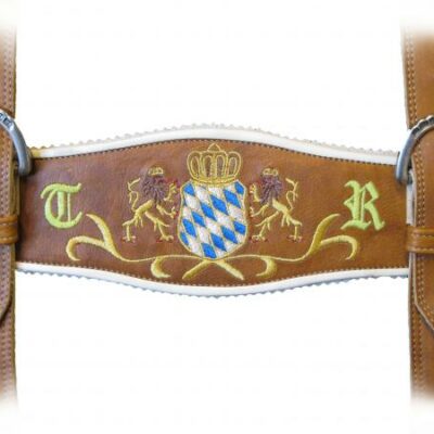 Individueller Hosenträger mit Bayernwappen, Löwen und Initialien