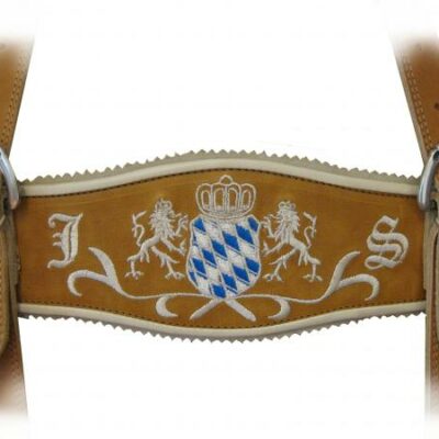 Individueller Hosenträger mit Bayernwappen, Löwen und Initialien